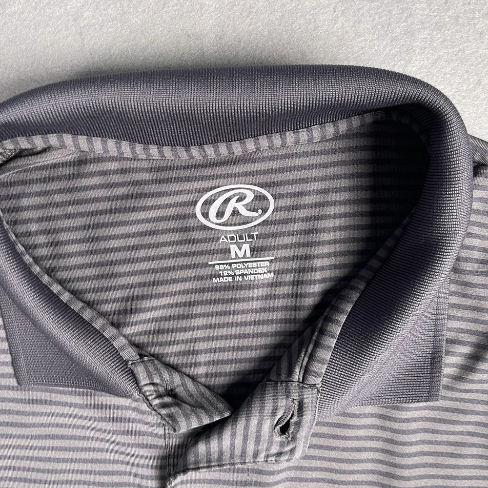 NWT Mens Rawlings Polo Short Sleeve Shirt Gold Glove Size MEDIUM Stripes Sports‎